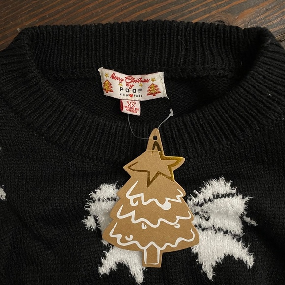 NWT Poof NY Bow Cropped Long Sleeve Crew Neck Sweater, XS - Picture 5 of 5